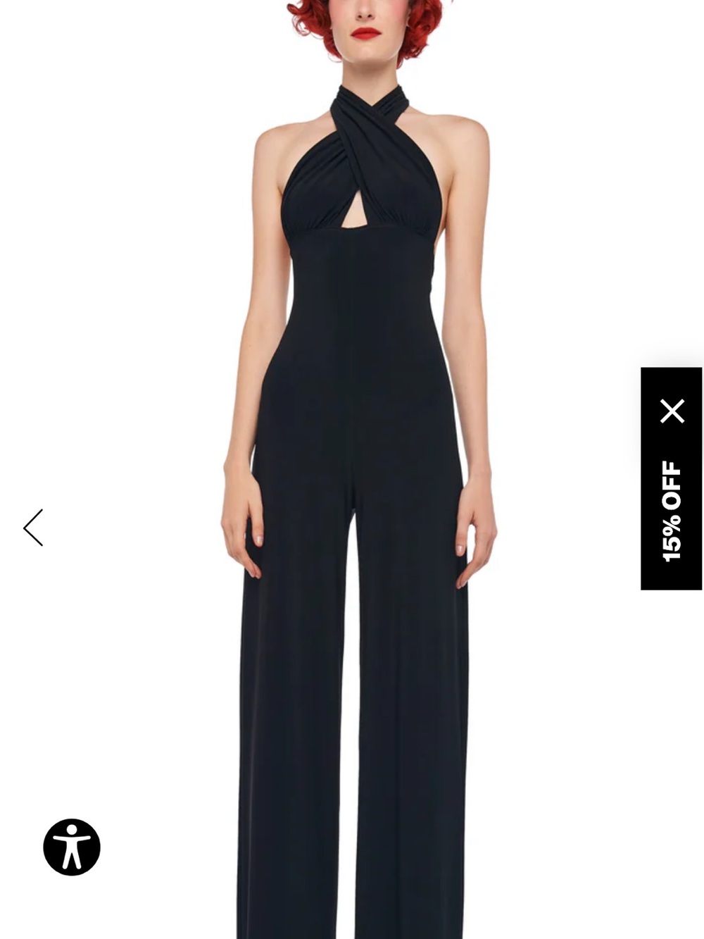 Norma Kamali Black Cross-Halter Wide-Leg Jumpsuit